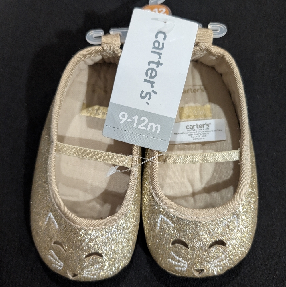 Carter's Gold Sparkle Baby Walker Shoes